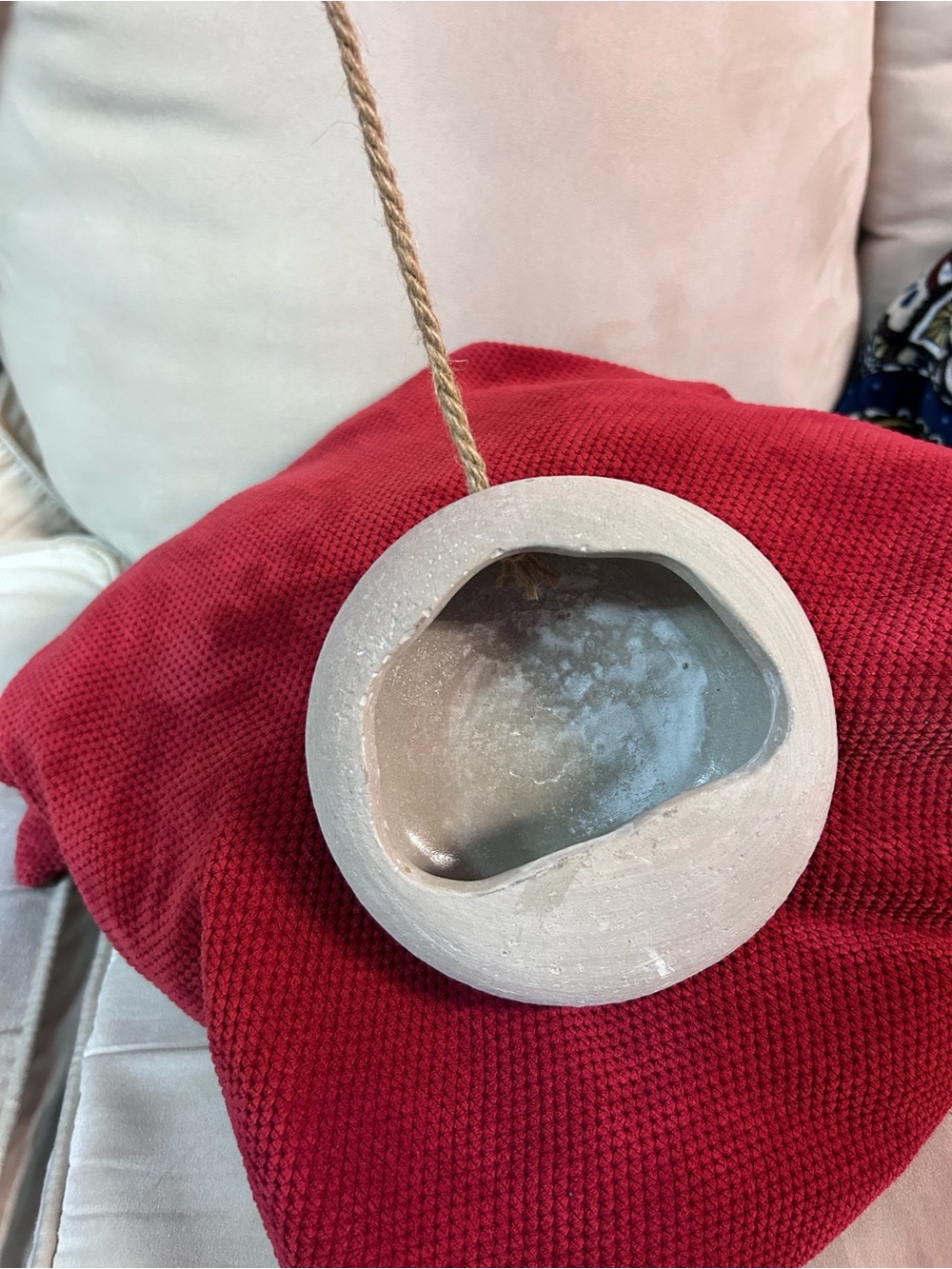 Handcrafted Hanging Concrete Planter - Grey